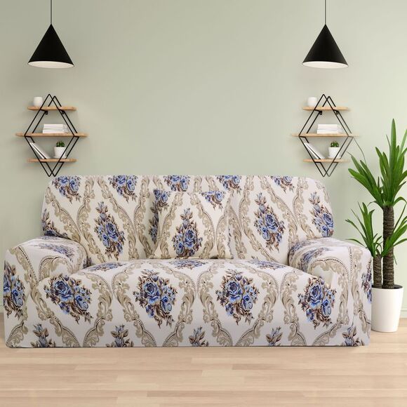Stretch 3 Seater Sofa Cover Elastic Printed Slipcovers with One Pillowcase Large - Picture 2 of 6